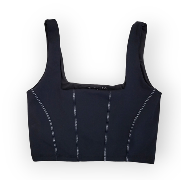 Glyder Corseted Yoga Sports Bra Black White Large - Picture 5 of 7